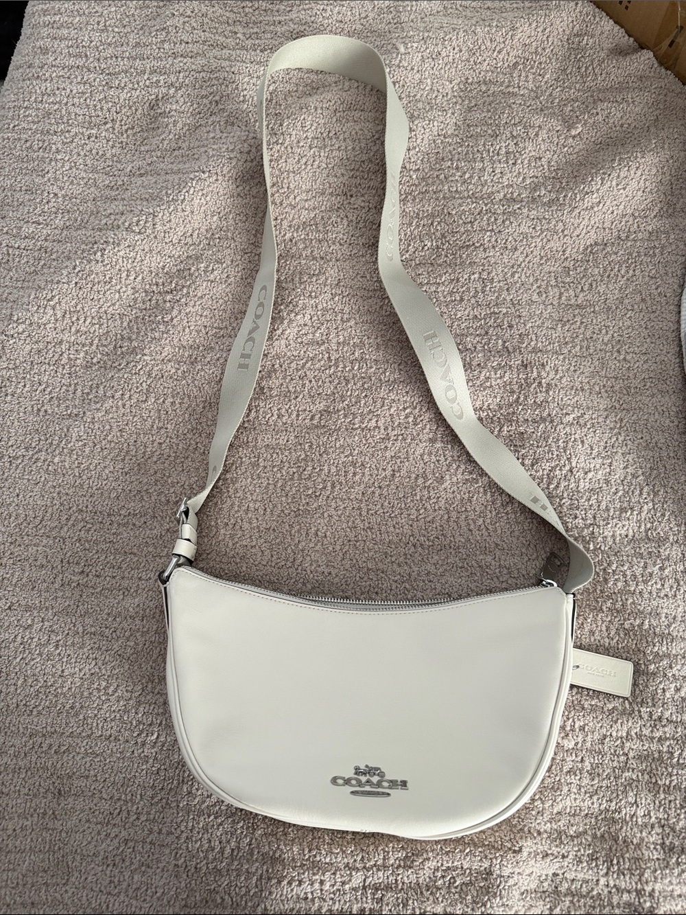 Coach Pace Cream Crescent Crossbody with Branded Strap